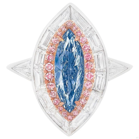 Emilio Jewelry GIA Certified 1.00 Carat Fancy Intense Pure Blue Diamond Ring