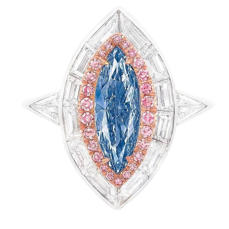 Emilio Jewelry GIA Certified 1.00 Carat Fancy Intense Pure Blue Diamond Ring