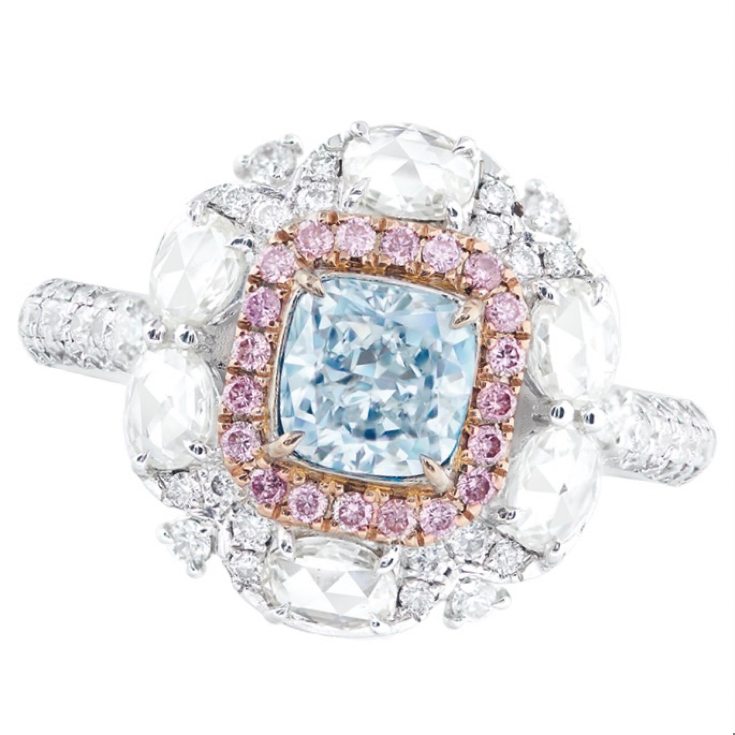 Emilio Jewelry GIA Certified 1.00 Carat Very Light Blue Diamond Ring