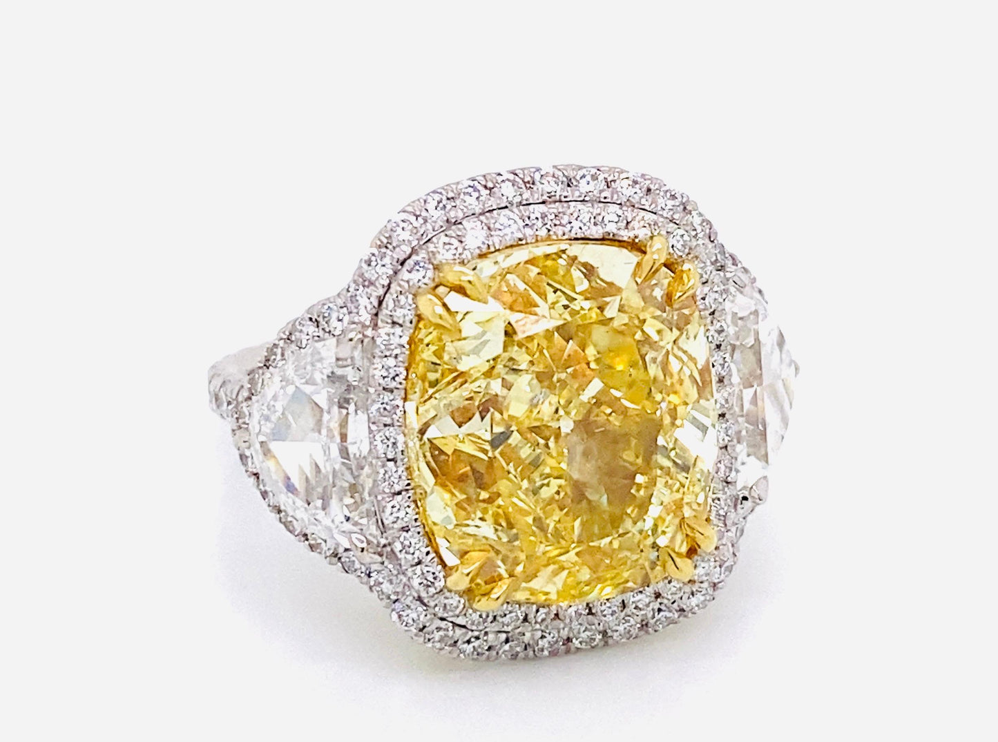 Emilio Jewelry GIA Certified 12.67 Carat Fancy Intense Yellow Diamond Ring