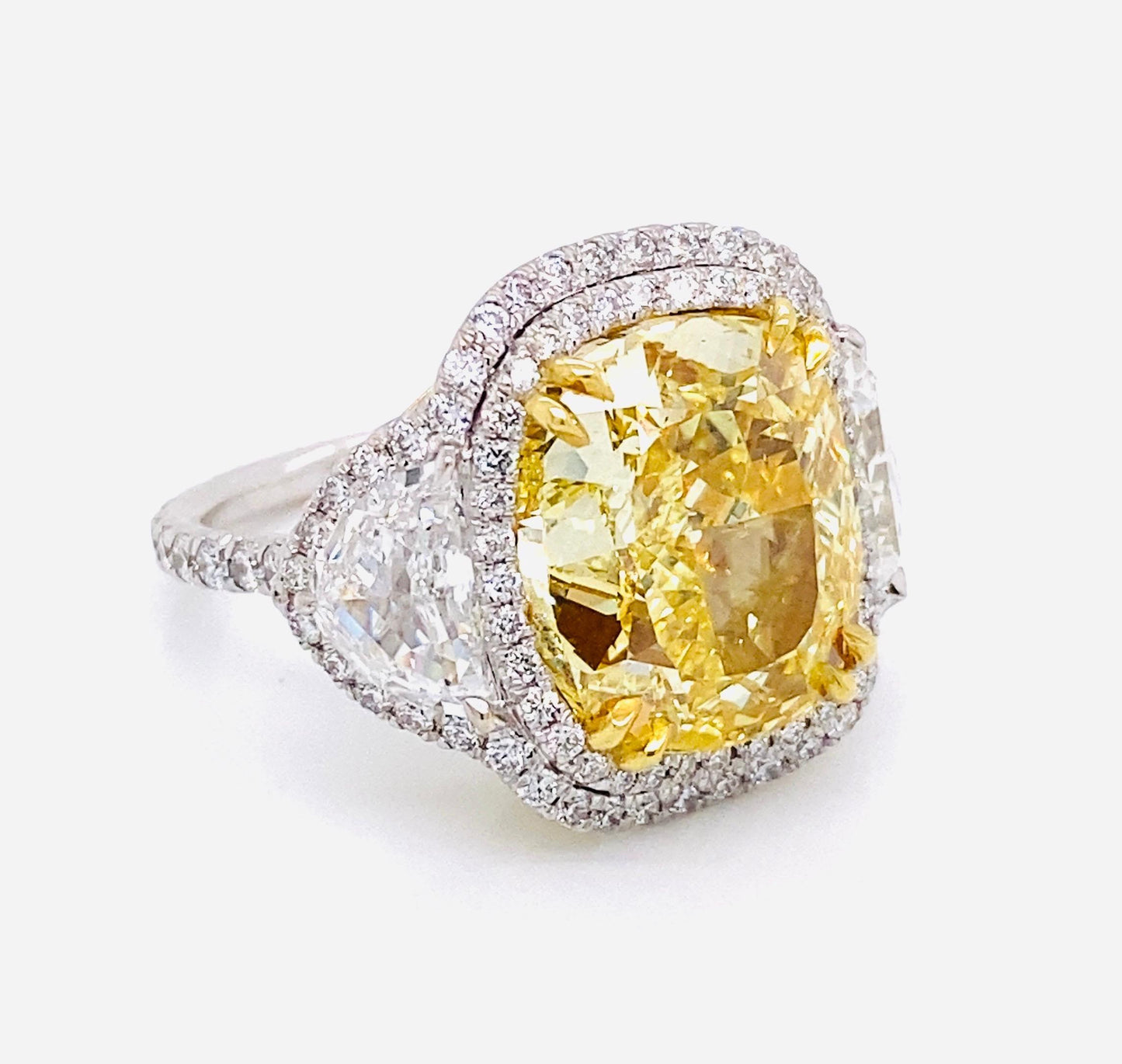 Emilio Jewelry GIA Certified 12.67 Carat Fancy Intense Yellow Diamond Ring