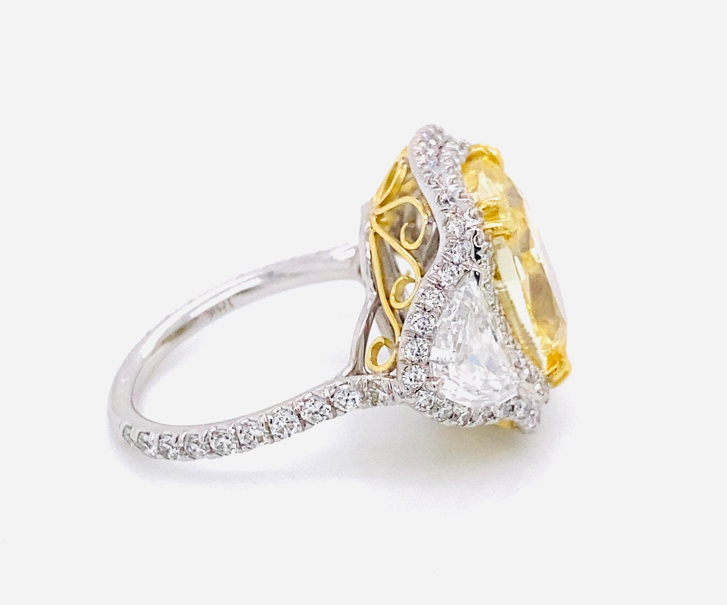 Emilio Jewelry GIA Certified 12.67 Carat Fancy Intense Yellow Diamond Ring