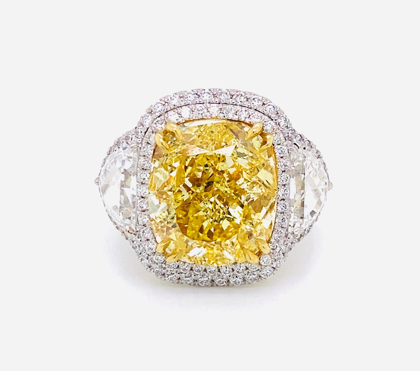 Emilio Jewelry GIA Certified 12.67 Carat Fancy Intense Yellow Diamond Ring