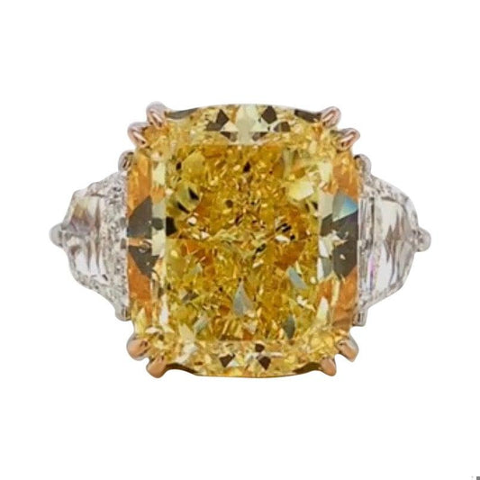 Emilio Jewelry GIA Certified 13.00 Carat Fancy Intense Yellow Diamond Ring