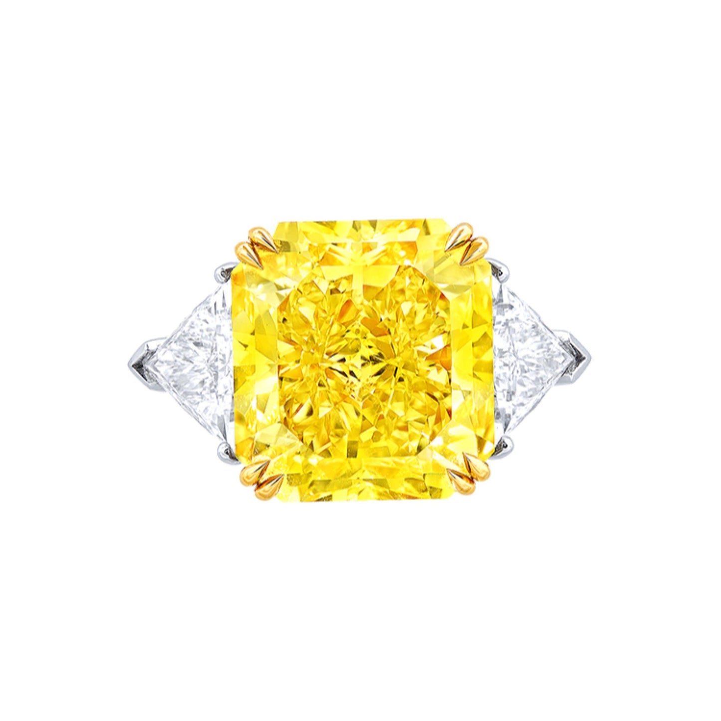 Emilio Jewelry GIA Certified 14.00 Carat Fancy Intense Yellow Diamond Ring
