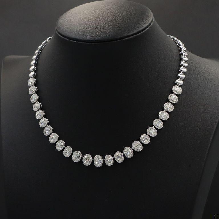 Emilio Jewelry GIA Certified 15.15 Carat Oval Diamond Necklace