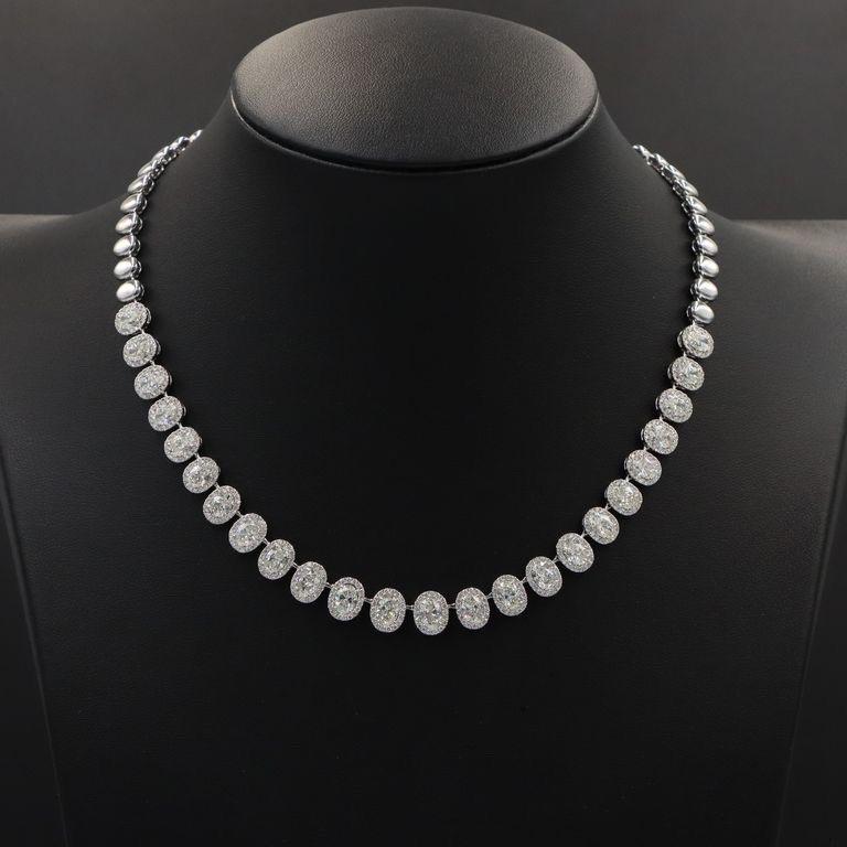 Emilio Jewelry GIA Certified 15.15 Carat Oval Diamond Necklace