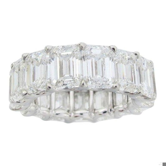 Emilio Jewelry GIA Certified 15.32 Carat Emerald Cut Diamond Eternity Band
