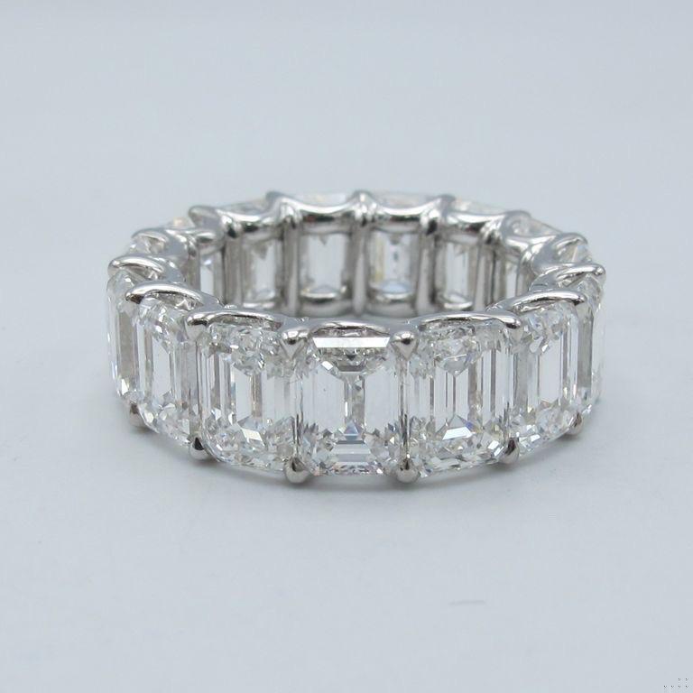 Emilio Jewelry GIA Certified 15.32 Carat Emerald Cut Diamond Eternity Band