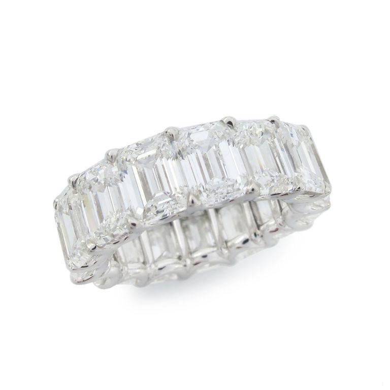 Emilio Jewelry GIA Certified 15.32 Carat Emerald Cut Diamond Eternity Band