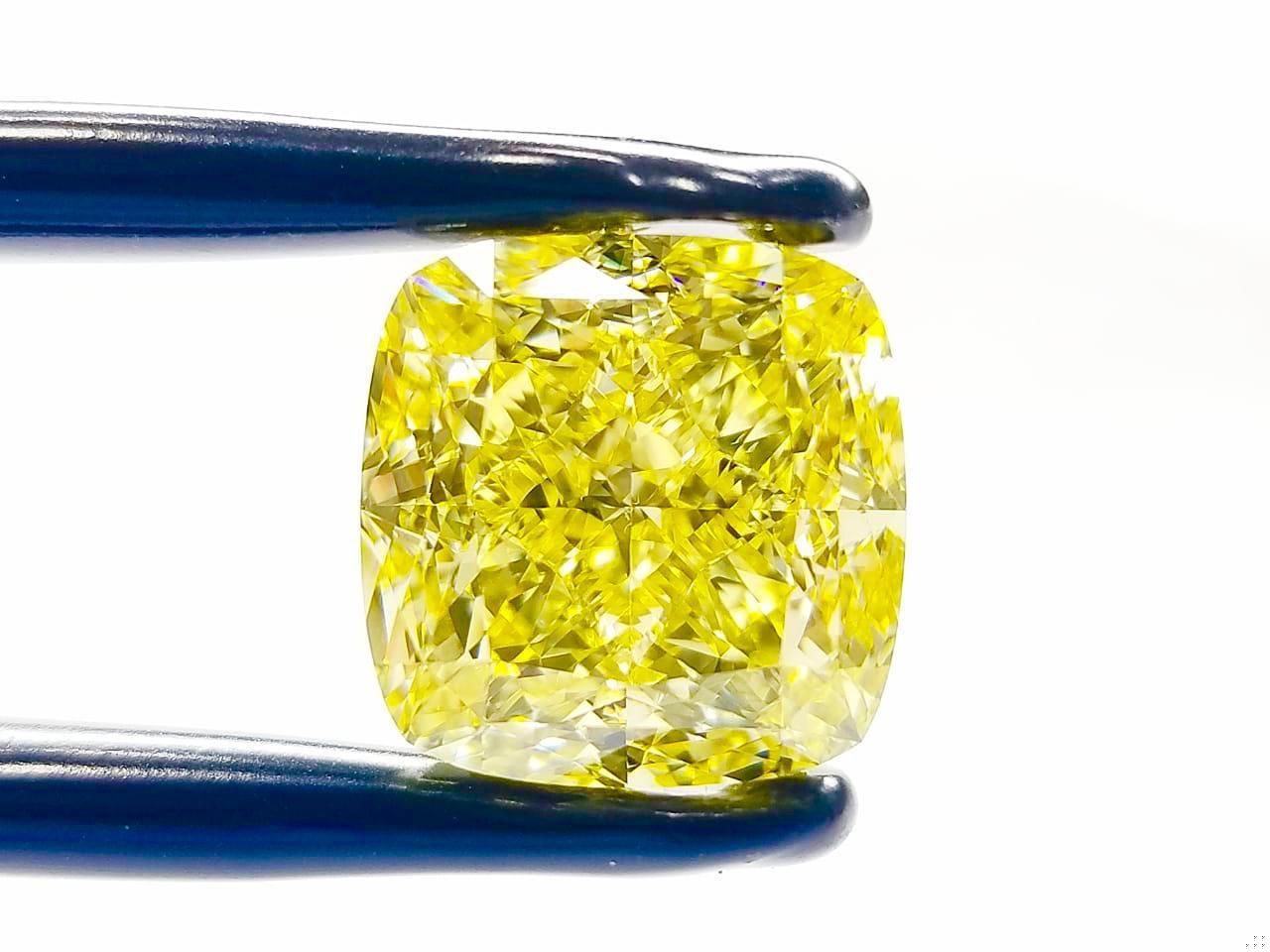 Emilio Jewelry GIA Certified 16.00 Carat Fancy Intense Yellow Diamond
