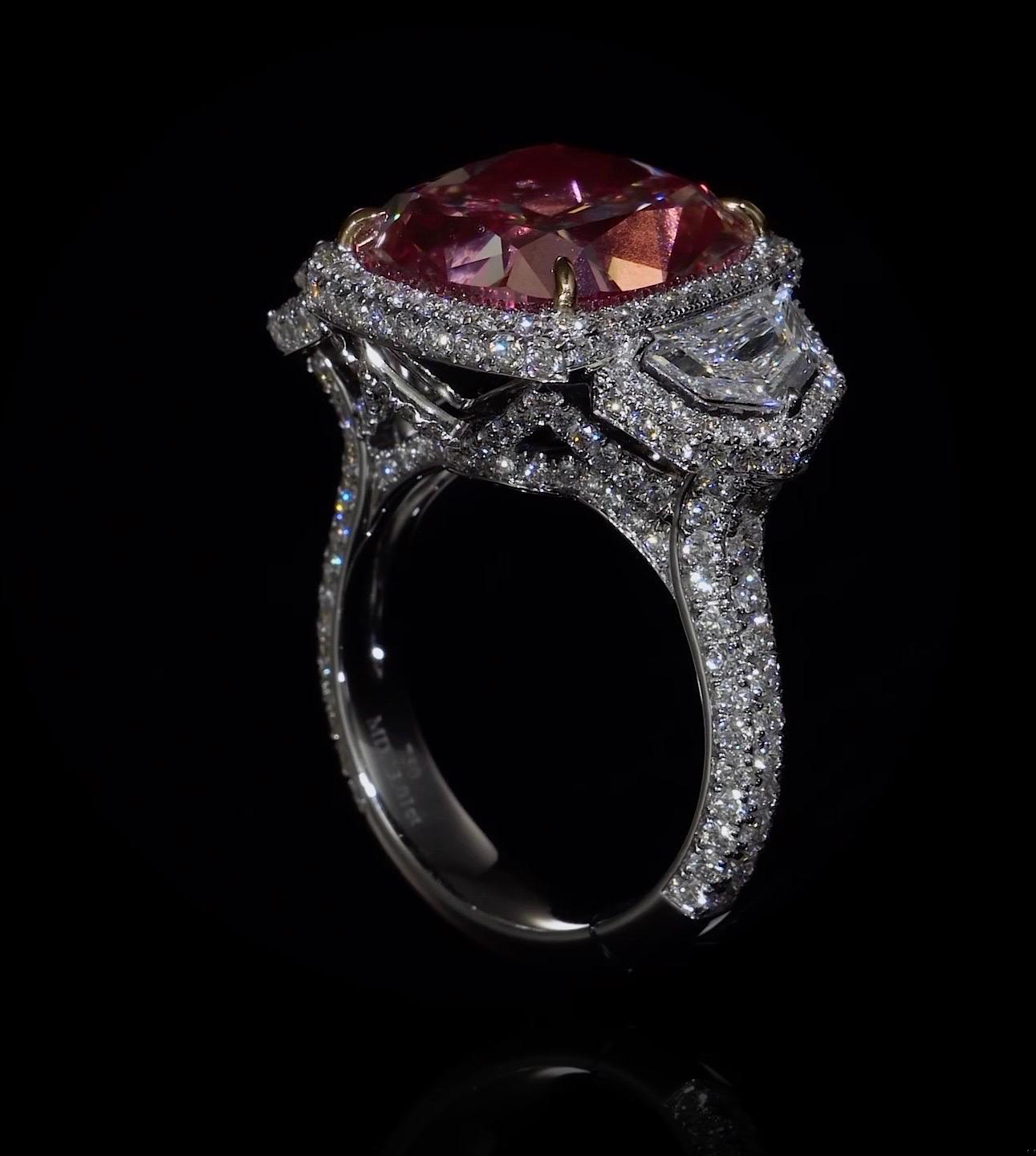 Emilio Jewelry GIA Certified 16.00 Carat Pinkish Diamond Ring