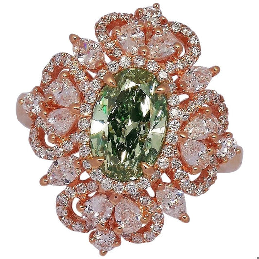 Emilio Jewelry GIA Certified 1.75 Carat Fancy Yellowish Green