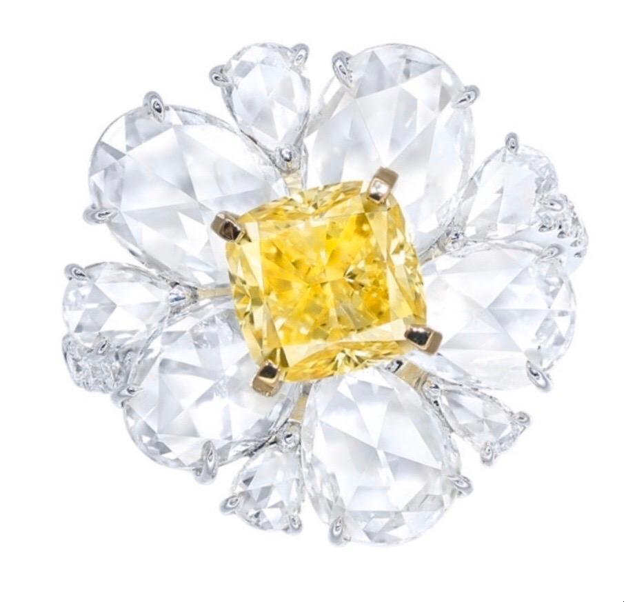 Emilio Jewelry GIA Certified 1.85 Carat Fancy Vivid Yellow Diamond Ring