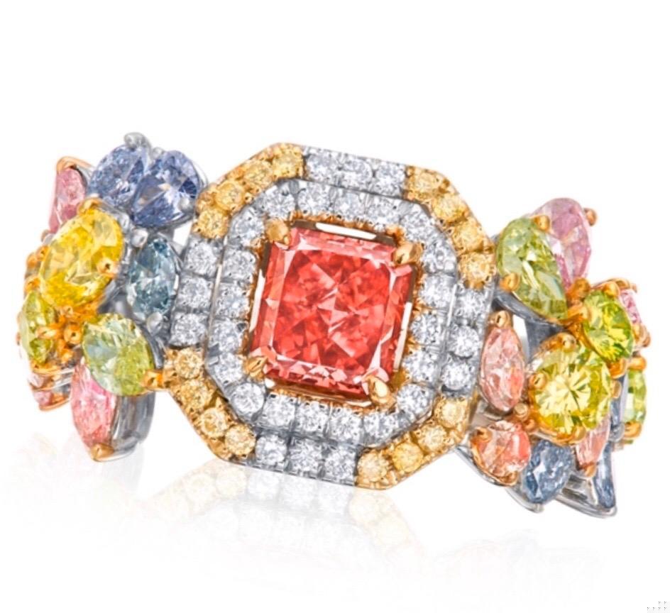 Emilio Jewelry GIA Certified 1 Carat Fancy Deep Pink Diamond Ring
