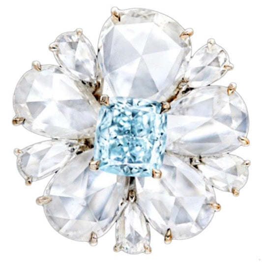 Emilio Jewelry GIA Certified 1 Carat Natural Fancy Green Blue Diamond Ring