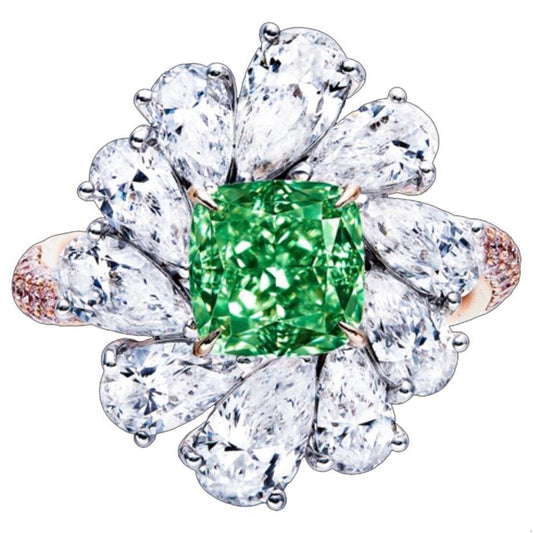 Emilio Jewelry GIA Certified 2.30 Carat Fancy Intense Green Diamond Ring