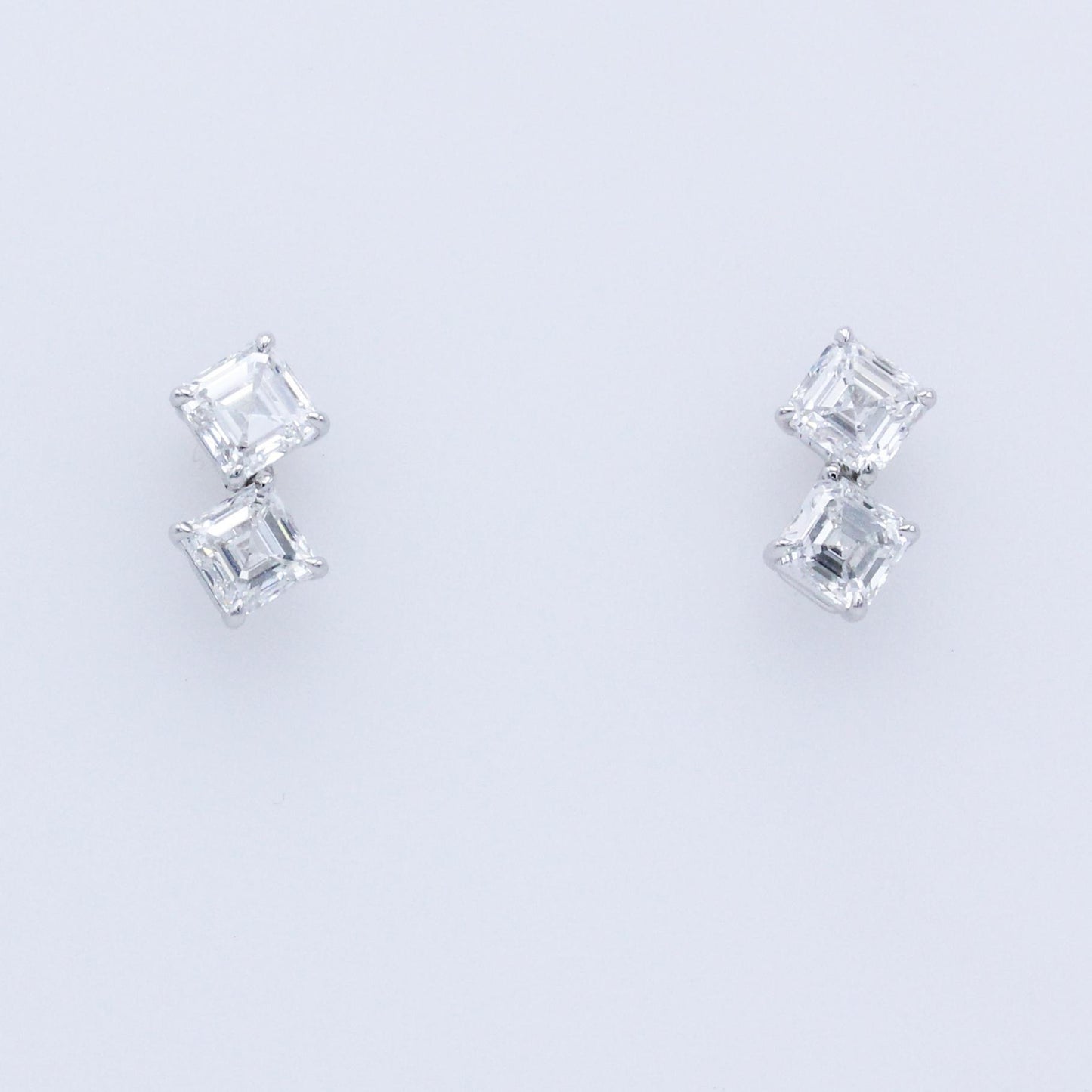 Emilio Jewelry GIA Certified 2.61 Carat Asscher Cut Layered Stud Earrings