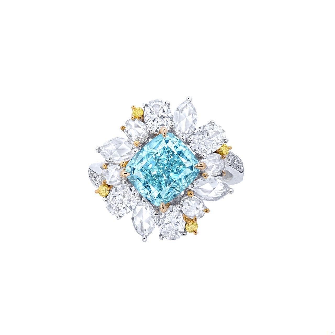Emilio Jewelry GIA Certified 3.00 Carat Fancy Blue Diamond Ring