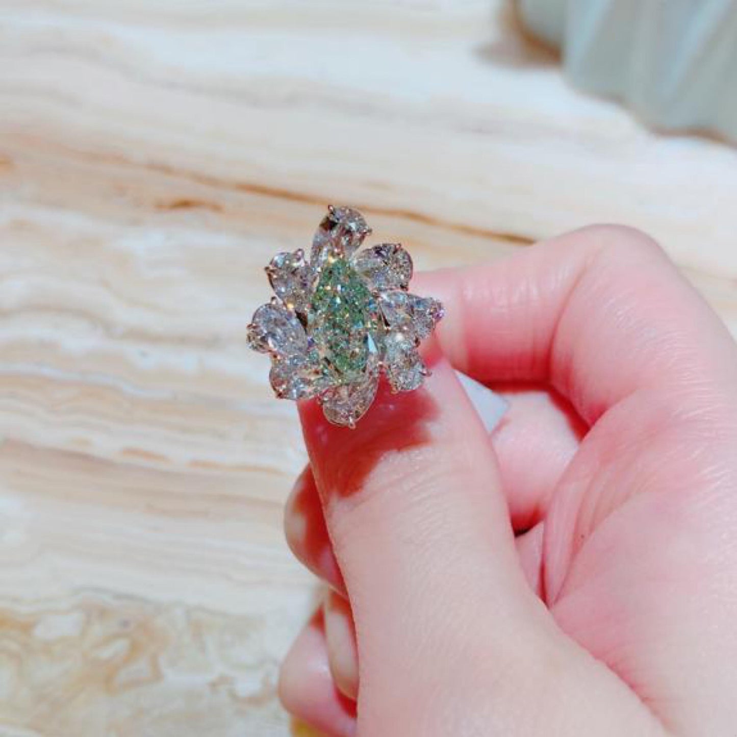 Emilio Jewelry GIA Certified 3.00 Carat Fancy Green Diamond Ring