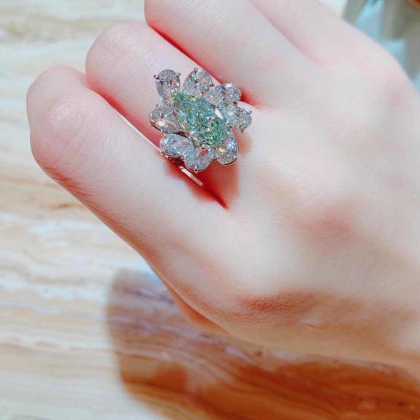 Emilio Jewelry GIA Certified 3.00 Carat Fancy Green Diamond Ring