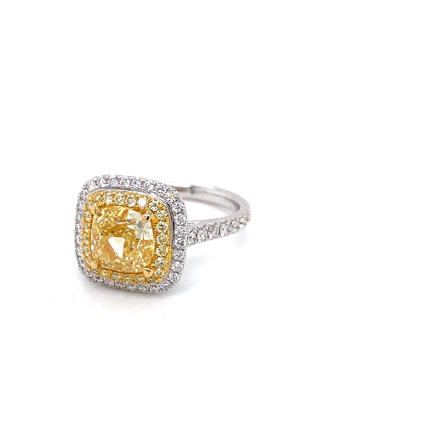 Emilio Jewelry GIA Certified 3.00 Carat Fancy Yellow Diamond Ring