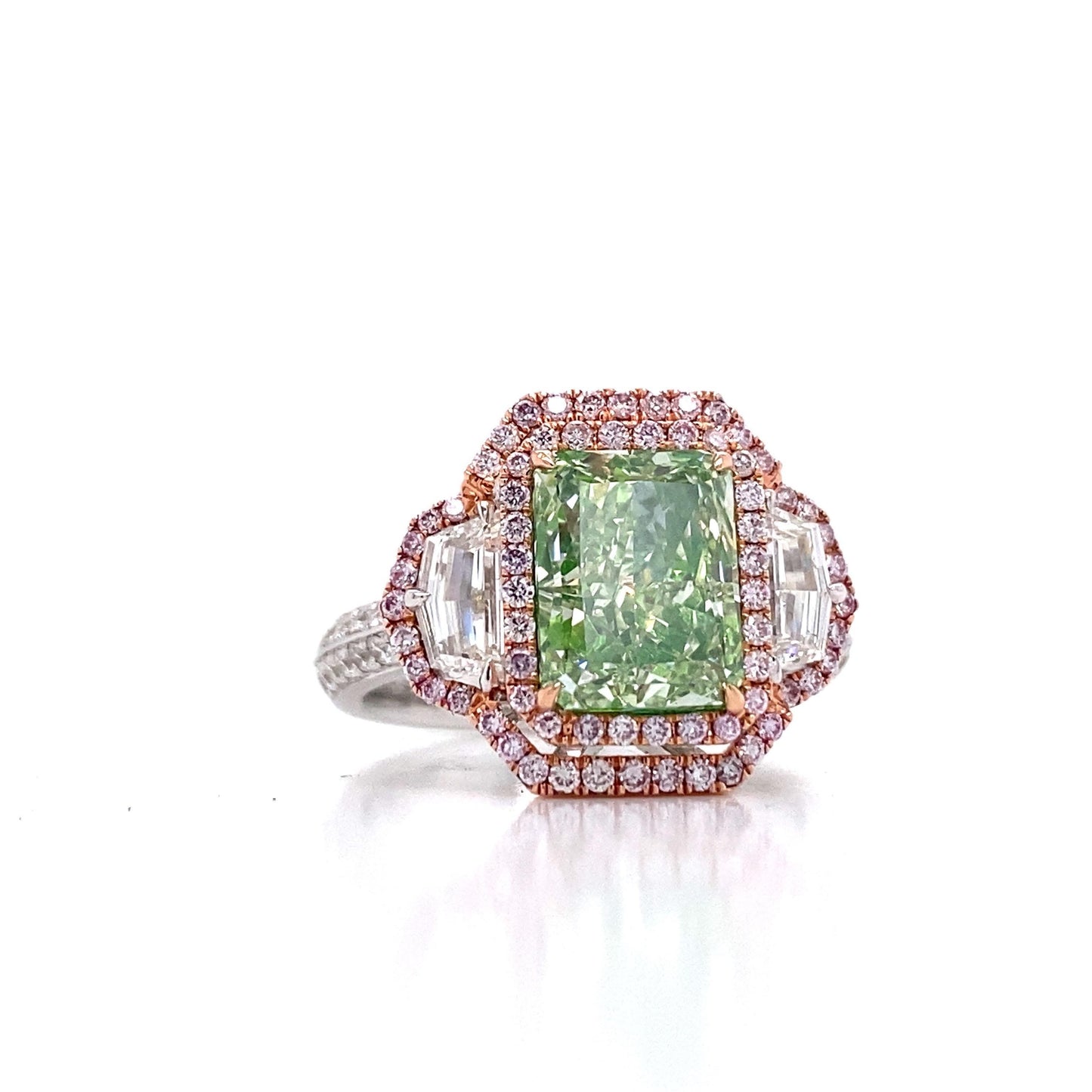 Emilio Jewelry GIA Certified 3.00 Carat Greenish Diamond Ring