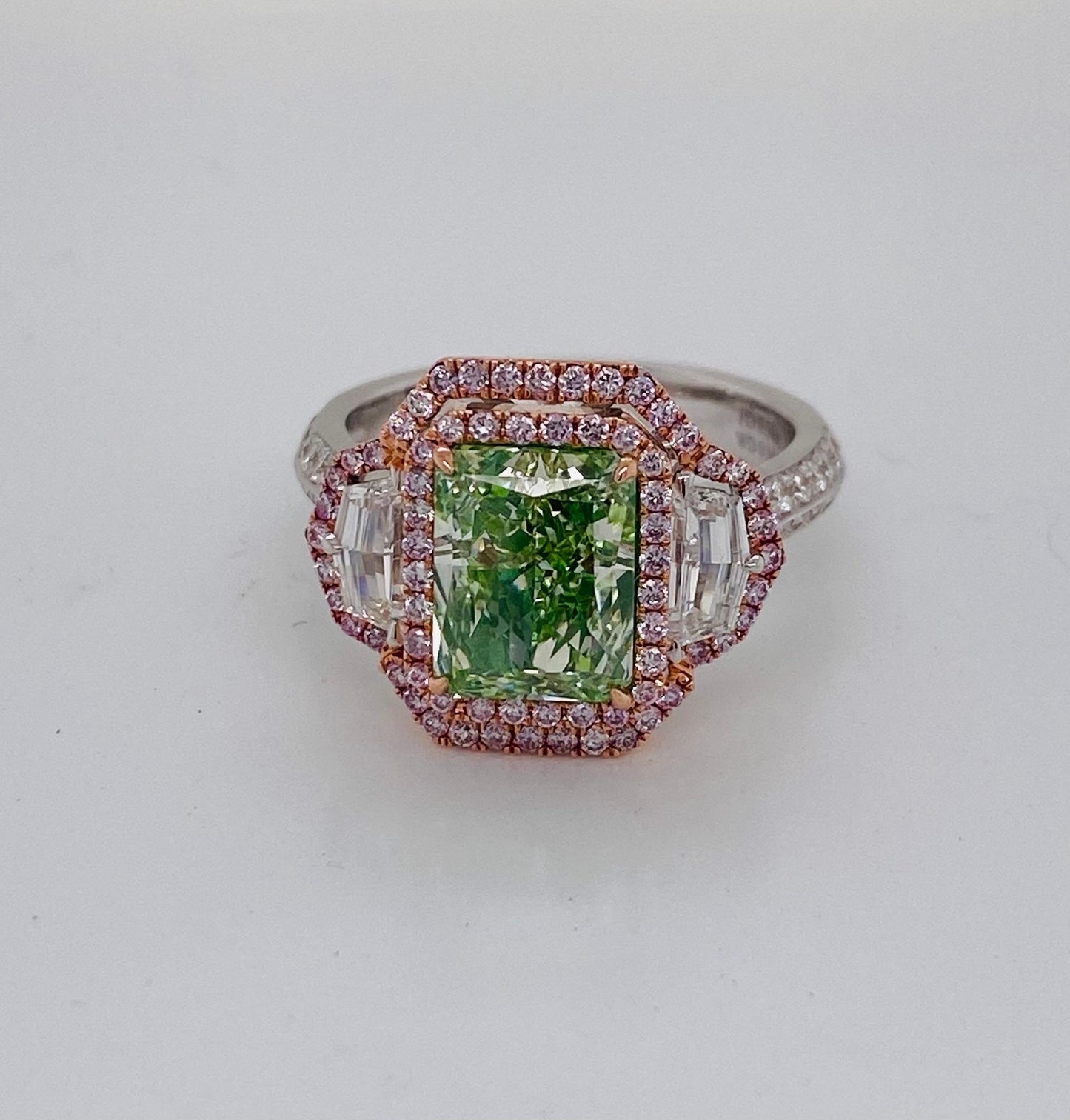 Emilio Jewelry GIA Certified 3.00 Carat Greenish Diamond Ring