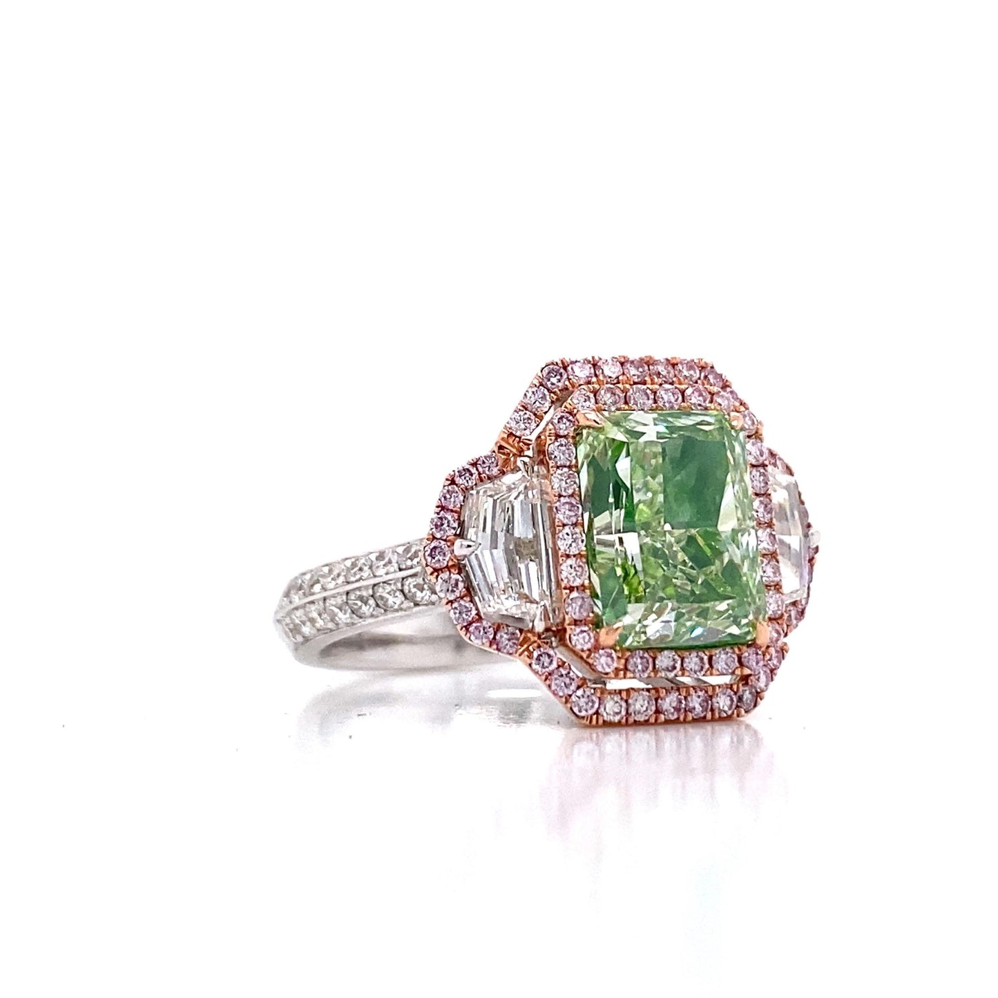 Emilio Jewelry GIA Certified 3.00 Carat Greenish Diamond Ring