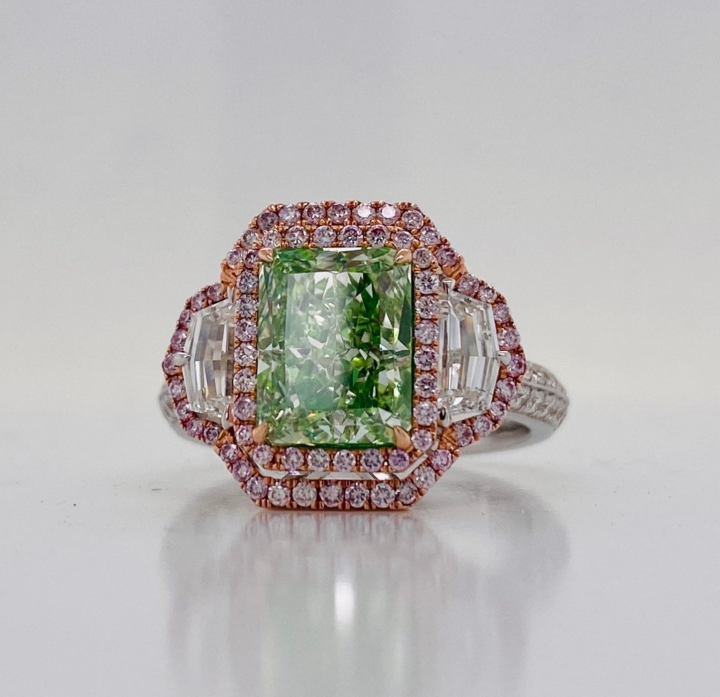 Emilio Jewelry GIA Certified 3.00 Carat Greenish Diamond Ring