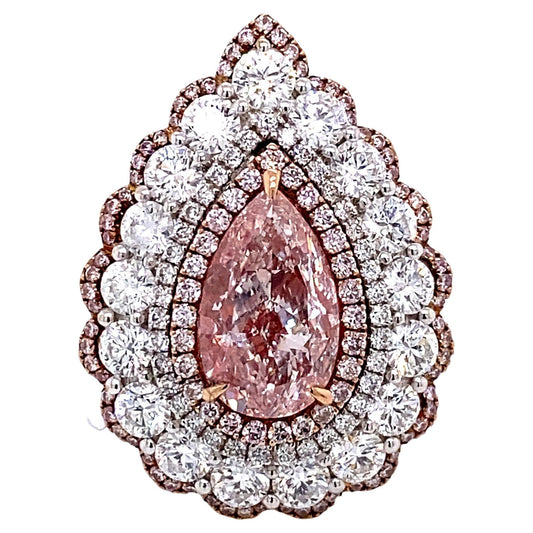 Emilio Jewelry GIA Certified 3.00 Carat Light Pure Pink Diamond Ring and Pendant