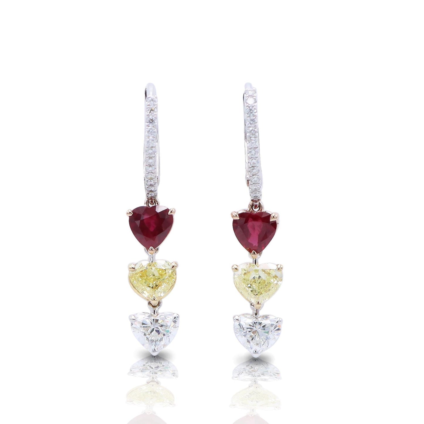 Emilio Jewelry GIA Certified 3.35 Carat Heart Drop Earrings