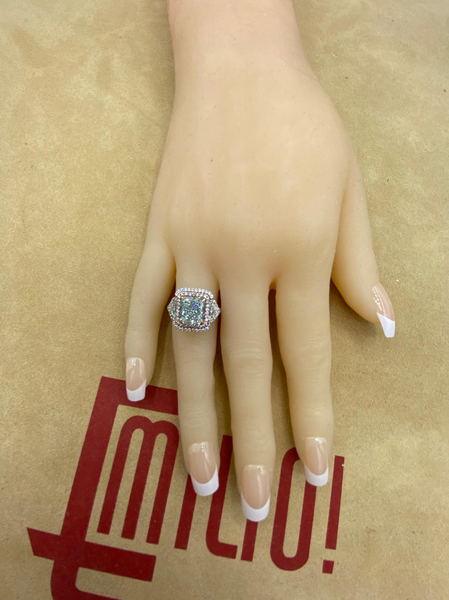 Emilio Jewelry GIA Certified 4.00 Carat Fancy Bluish Green Diamond Ring