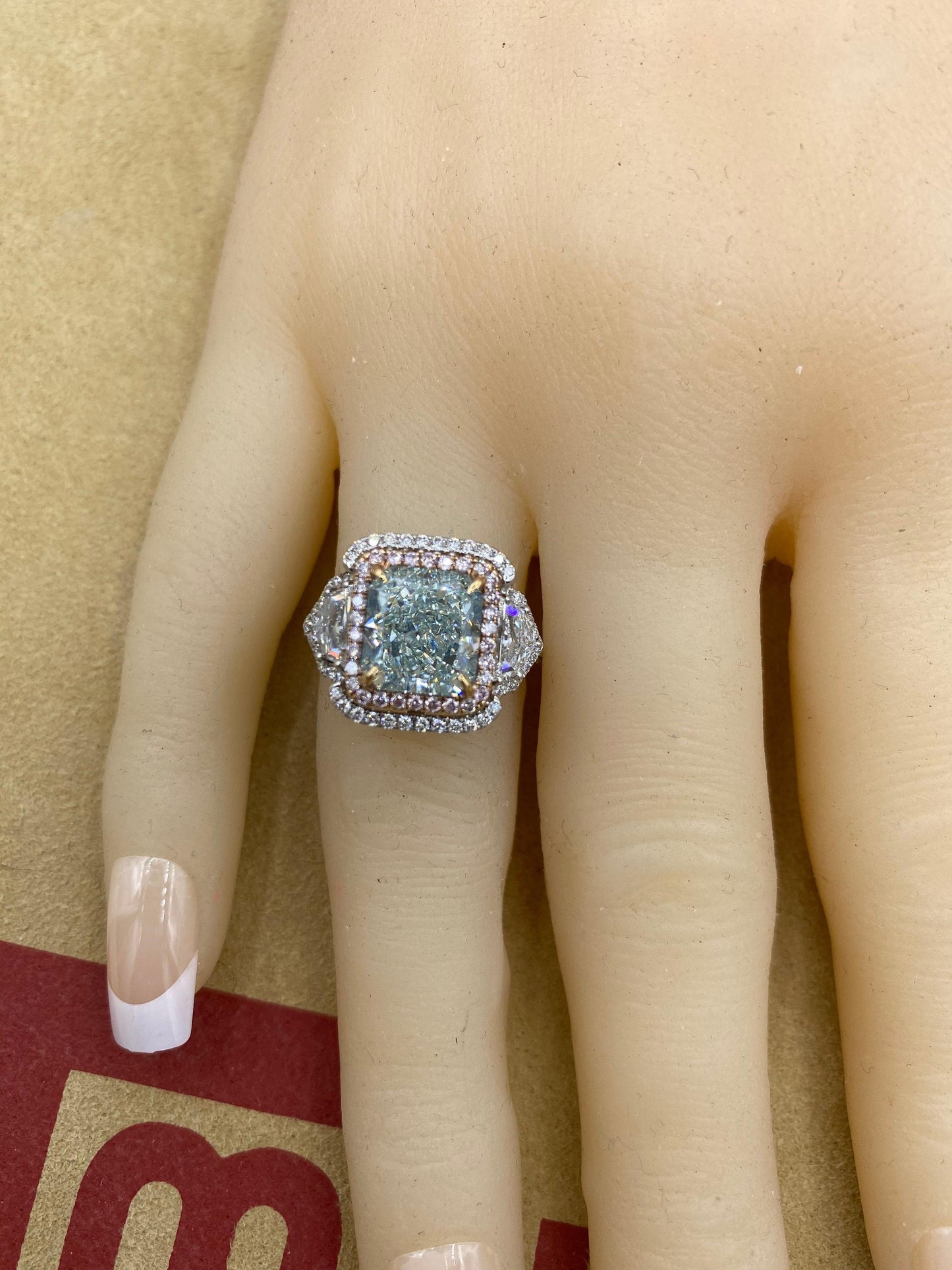 Emilio Jewelry GIA Certified 4.00 Carat Fancy Bluish Green Diamond Ring