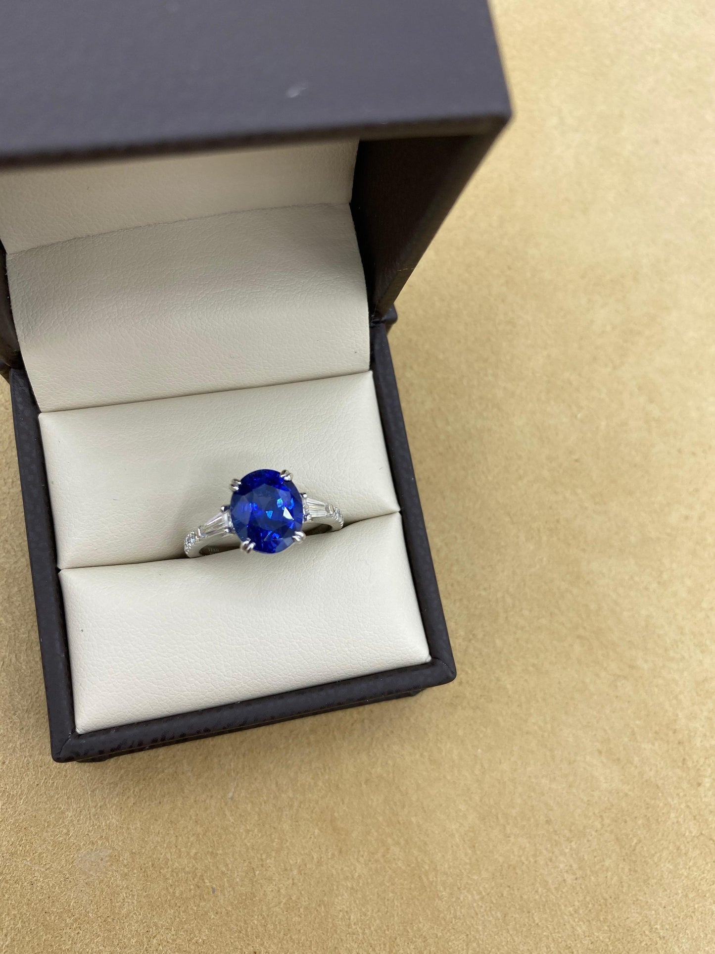 Emilio Jewelry GIA Certified 4.17 Carat Ceylon Sapphire Diamond Ring