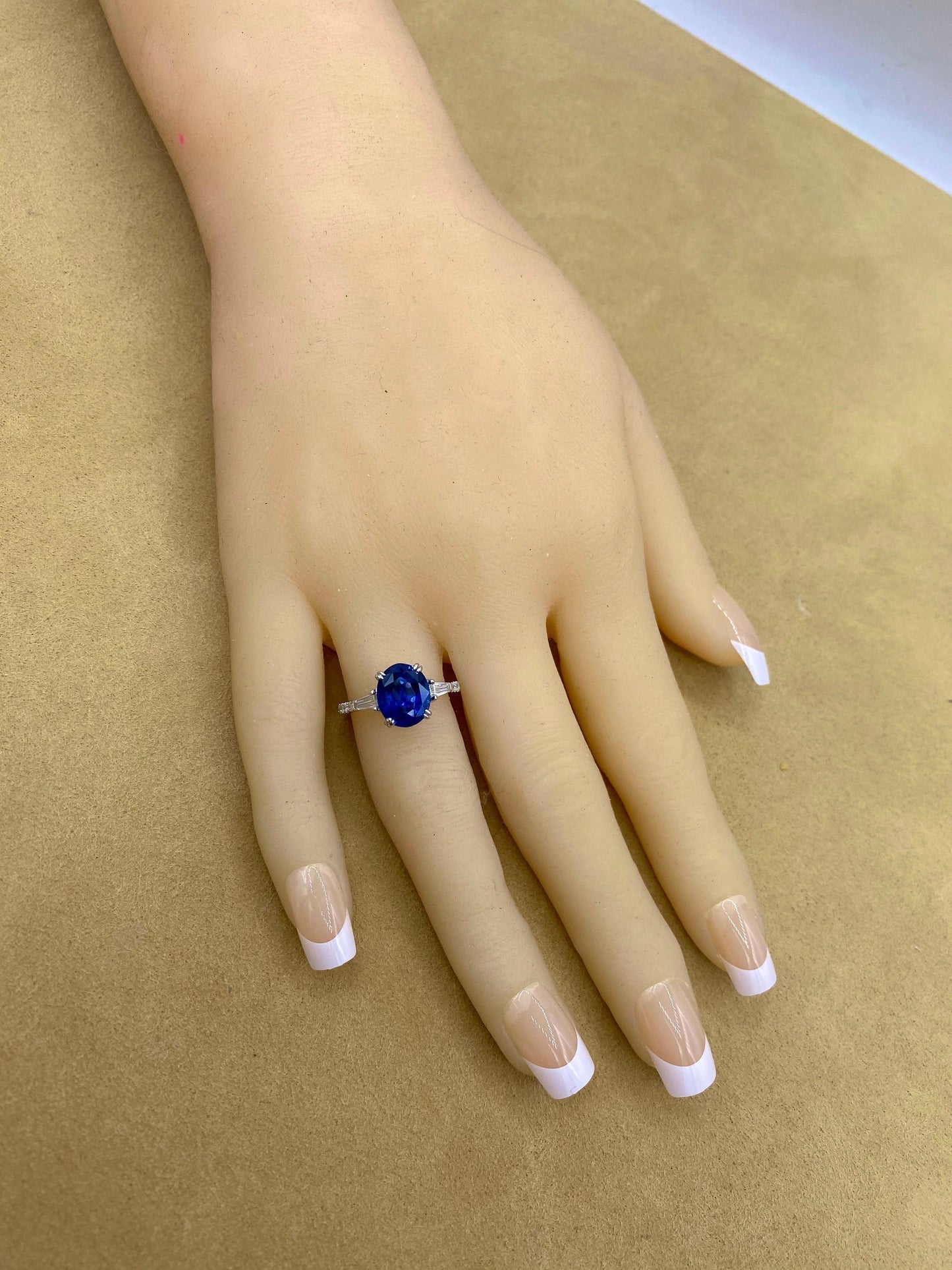 Emilio Jewelry GIA Certified 4.17 Carat Ceylon Sapphire Diamond Ring