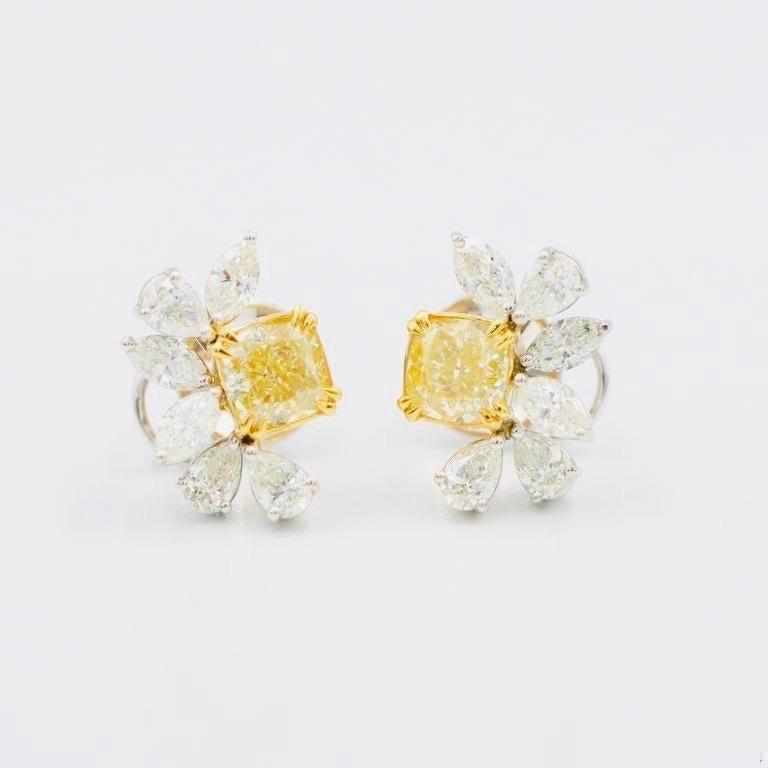 Emilio Jewelry GIA Certified 4.79 Carat Yellow Diamond Earring