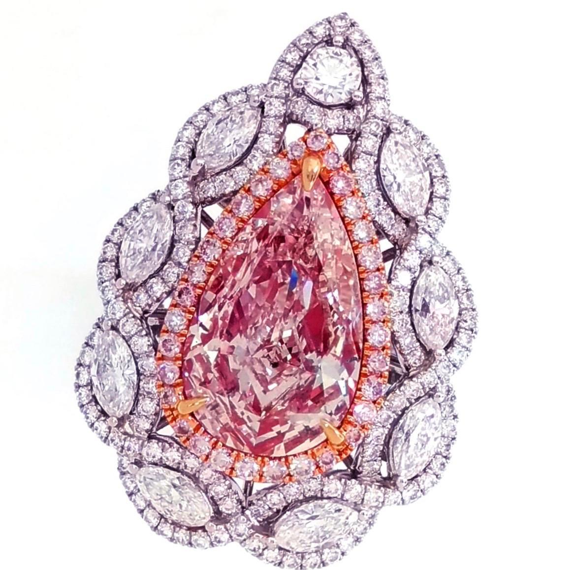Emilio Jewelry GIA Certified 4 Carat Fancy Pink Diamond Ring