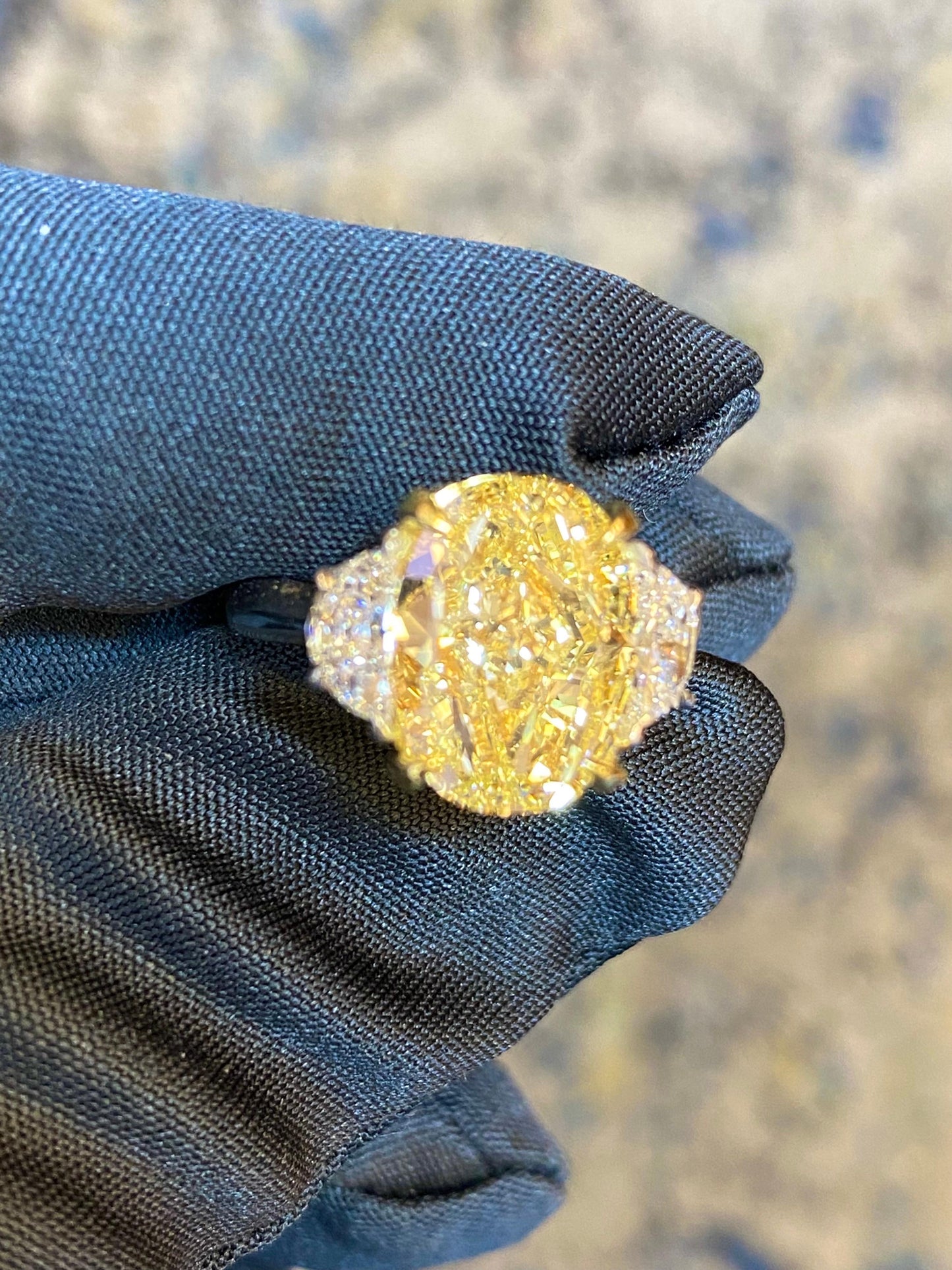 Emilio Jewelry GIA Certified 5.00 Carat Fancy Yellow Diamond Ring