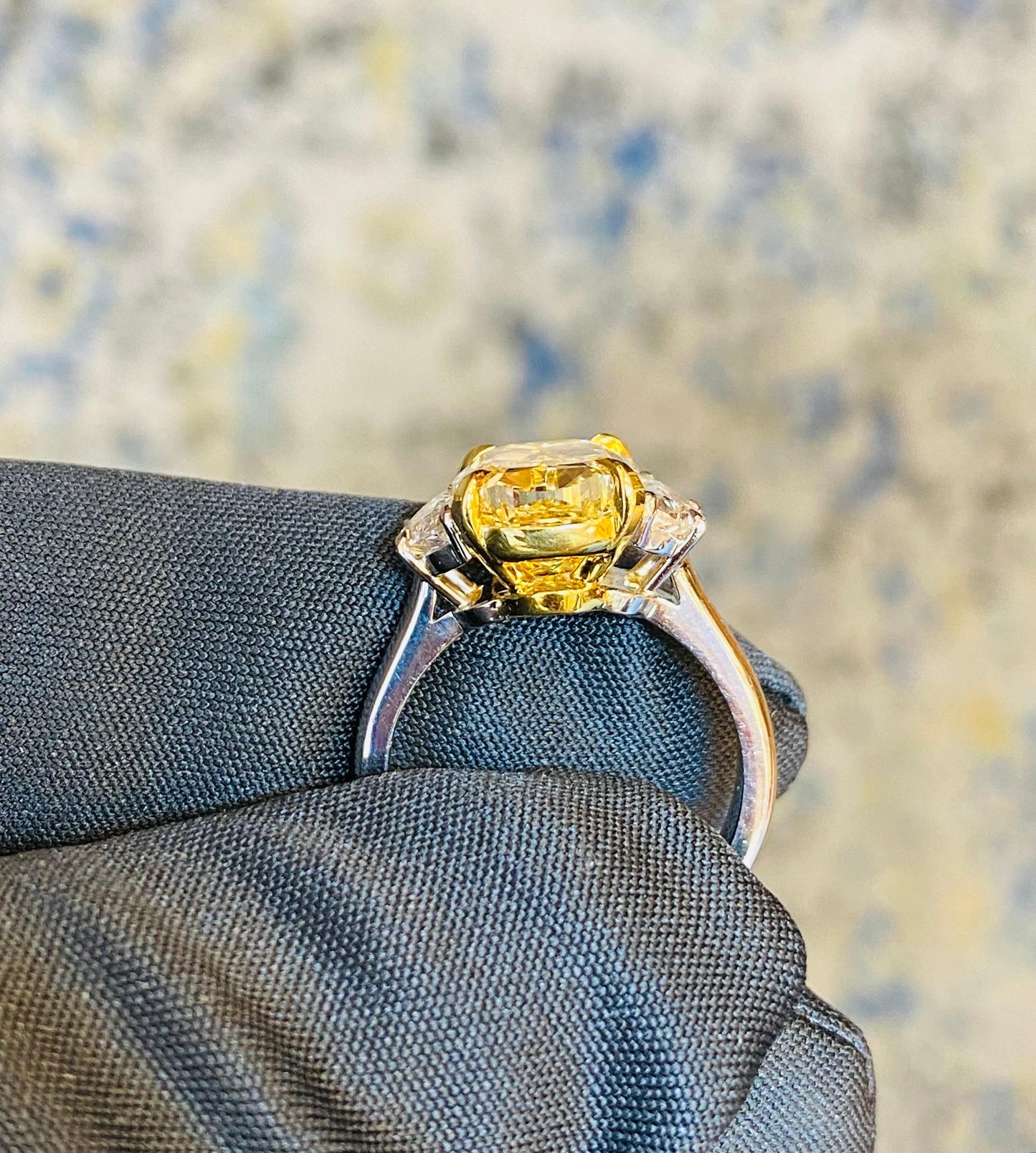 Emilio Jewelry GIA Certified 5.00 Carat Fancy Yellow Diamond Ring