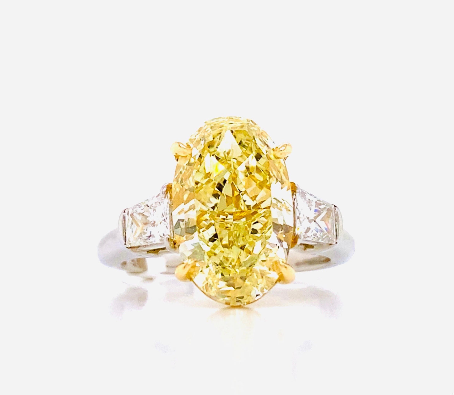 Emilio Jewelry GIA Certified 5.75 Carat Oval Fancy Yellow Diamond Ring