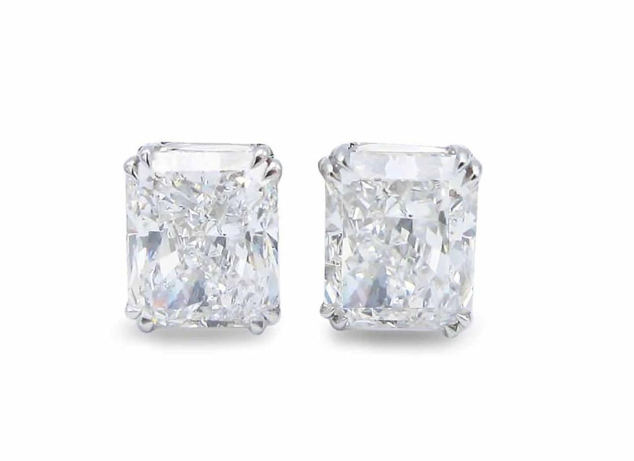 Emilio Jewelry GIA Certified 6.00 Carat Radiant Cut Diamond Studs