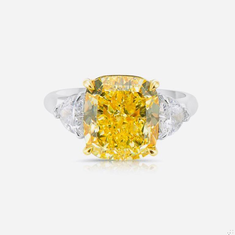 Emilio Jewelry GIA Certified 6.75 Carat Fancy Intense Yellow Diamond Ring