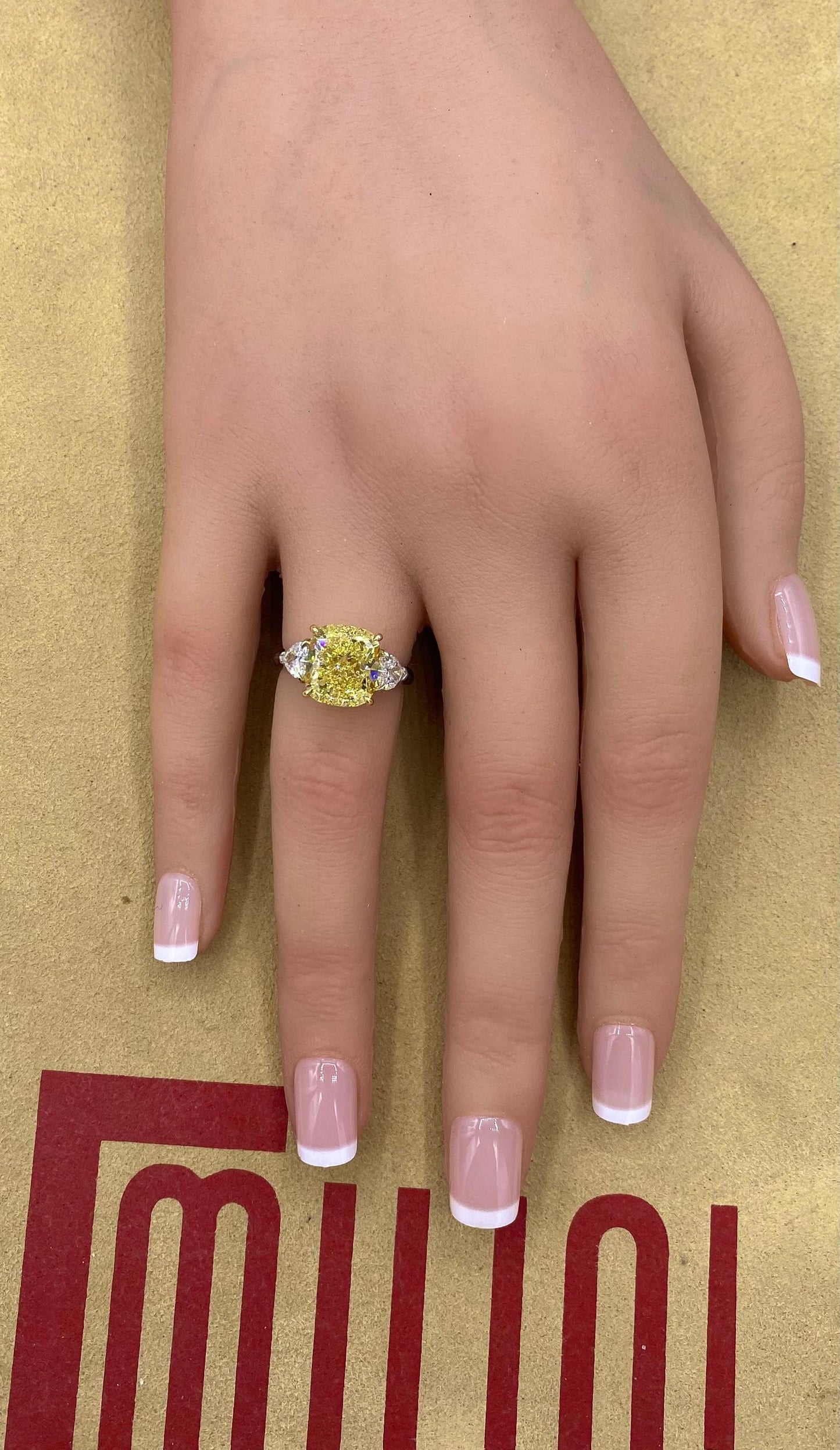 Emilio Jewelry GIA Certified 6.75 Carat Fancy Intense Yellow Diamond Ring
