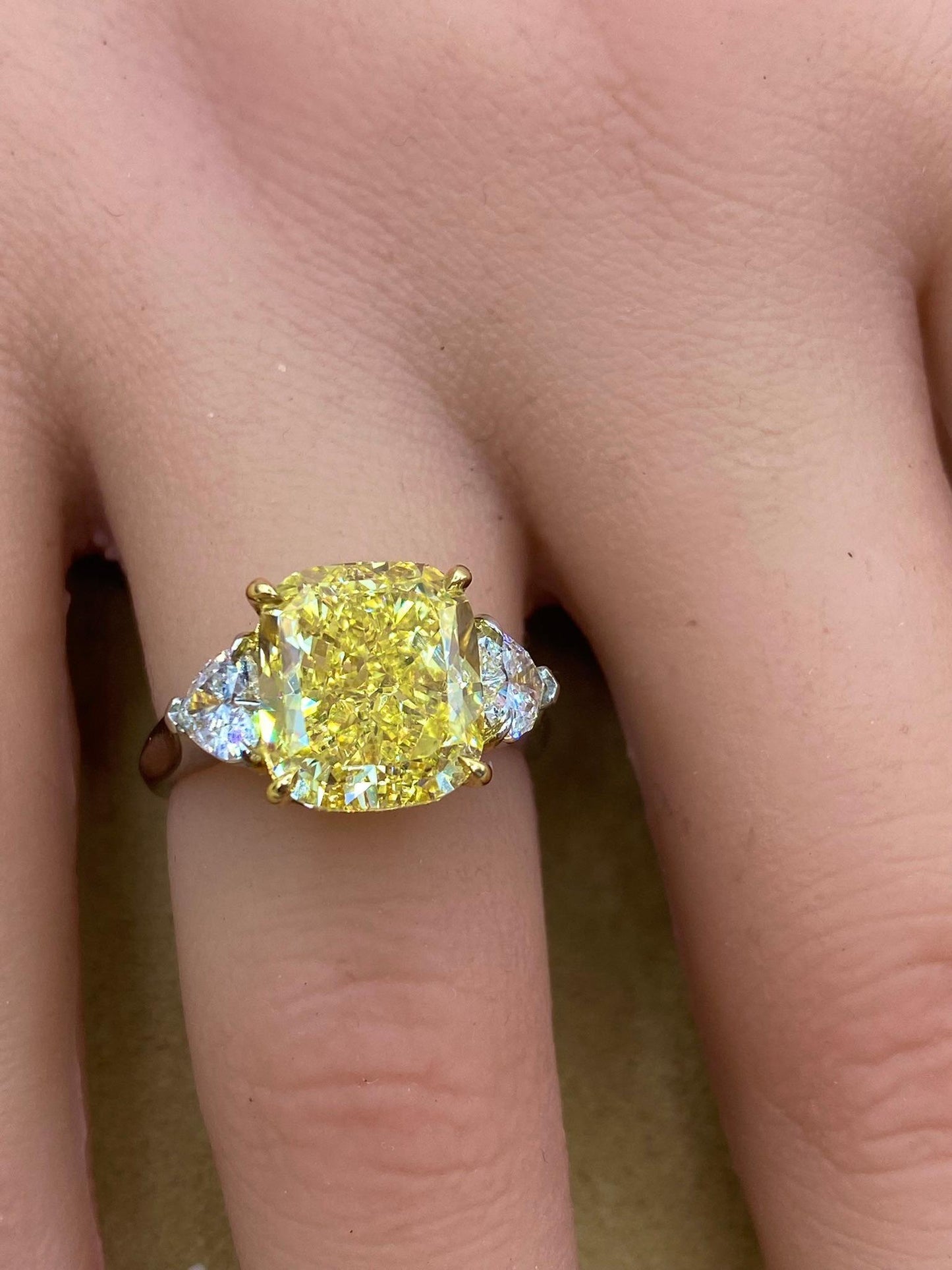 Emilio Jewelry GIA Certified 6.75 Carat Fancy Intense Yellow Diamond Ring