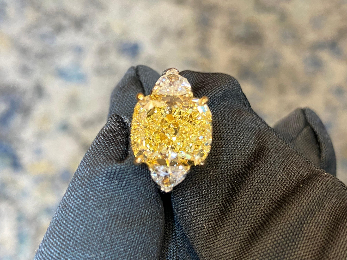 Emilio Jewelry GIA Certified 6.75 Carat Fancy Intense Yellow Diamond Ring