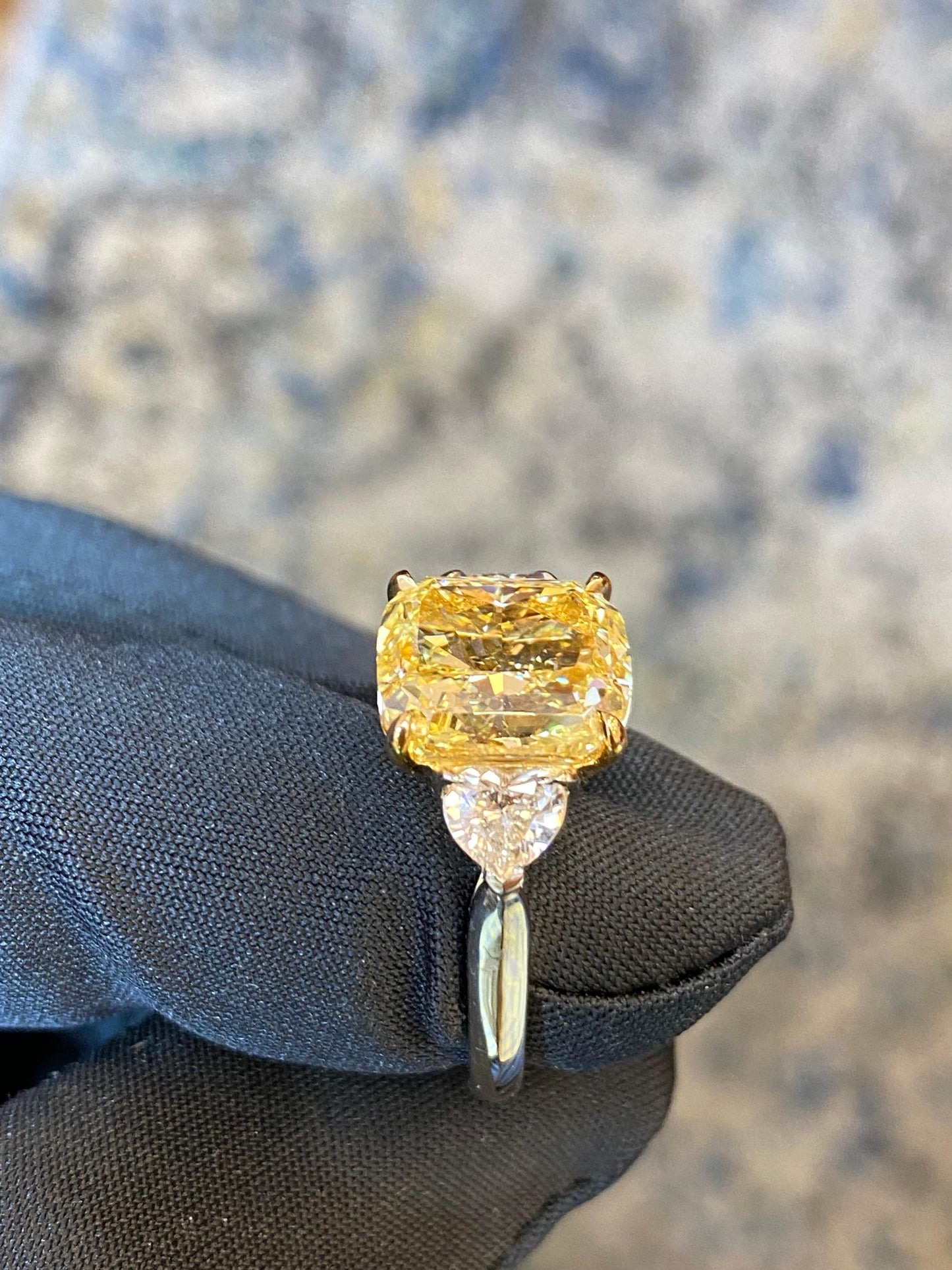 Emilio Jewelry GIA Certified 6.75 Carat Fancy Intense Yellow Diamond Ring