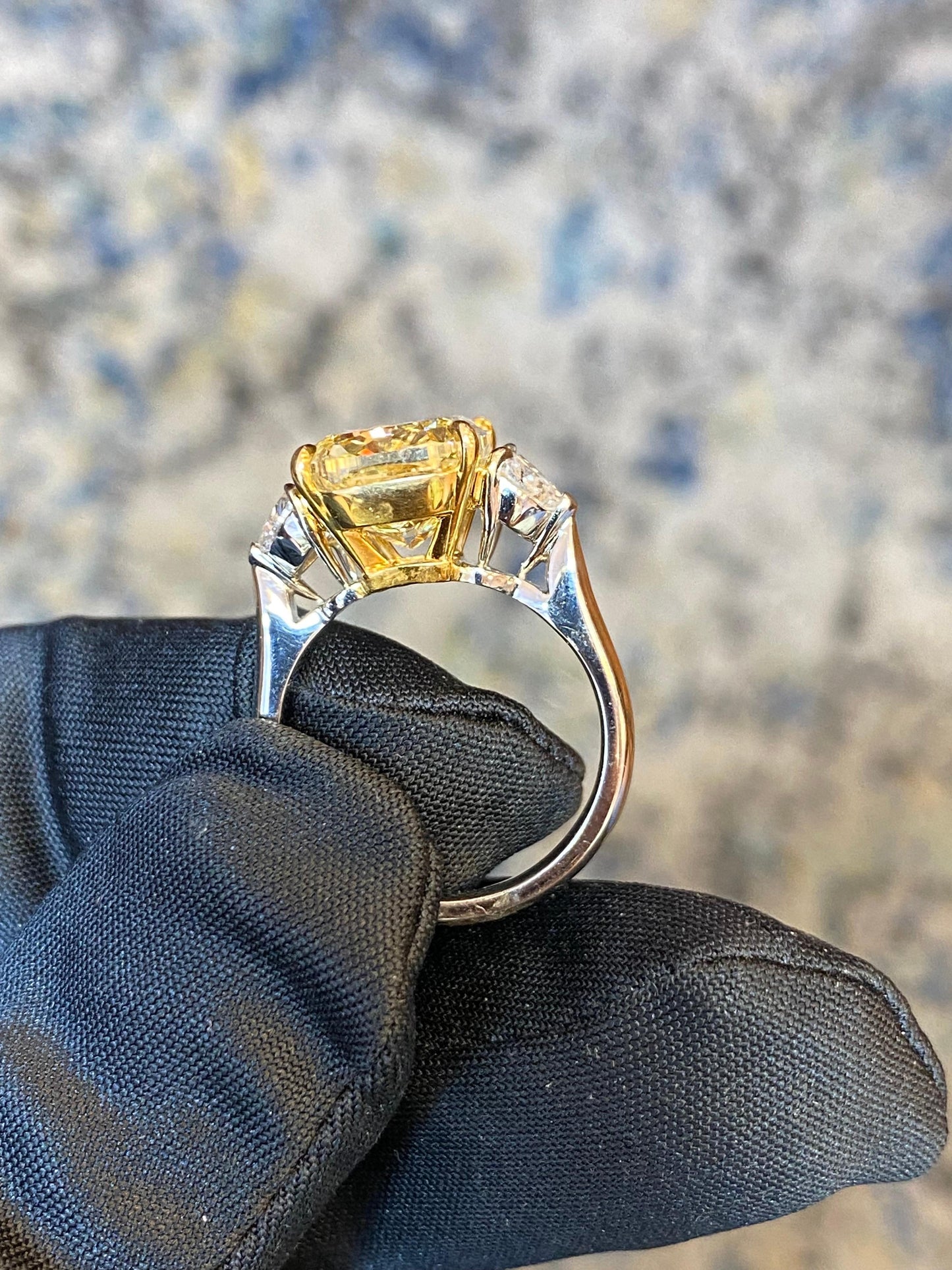 Emilio Jewelry GIA Certified 6.75 Carat Fancy Intense Yellow Diamond Ring
