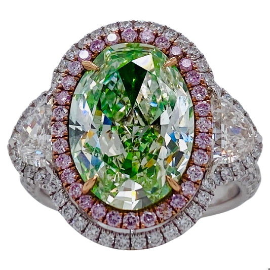 Emilio Jewelry GIA Certified 6.96 Carat Greenish Diamond Ring