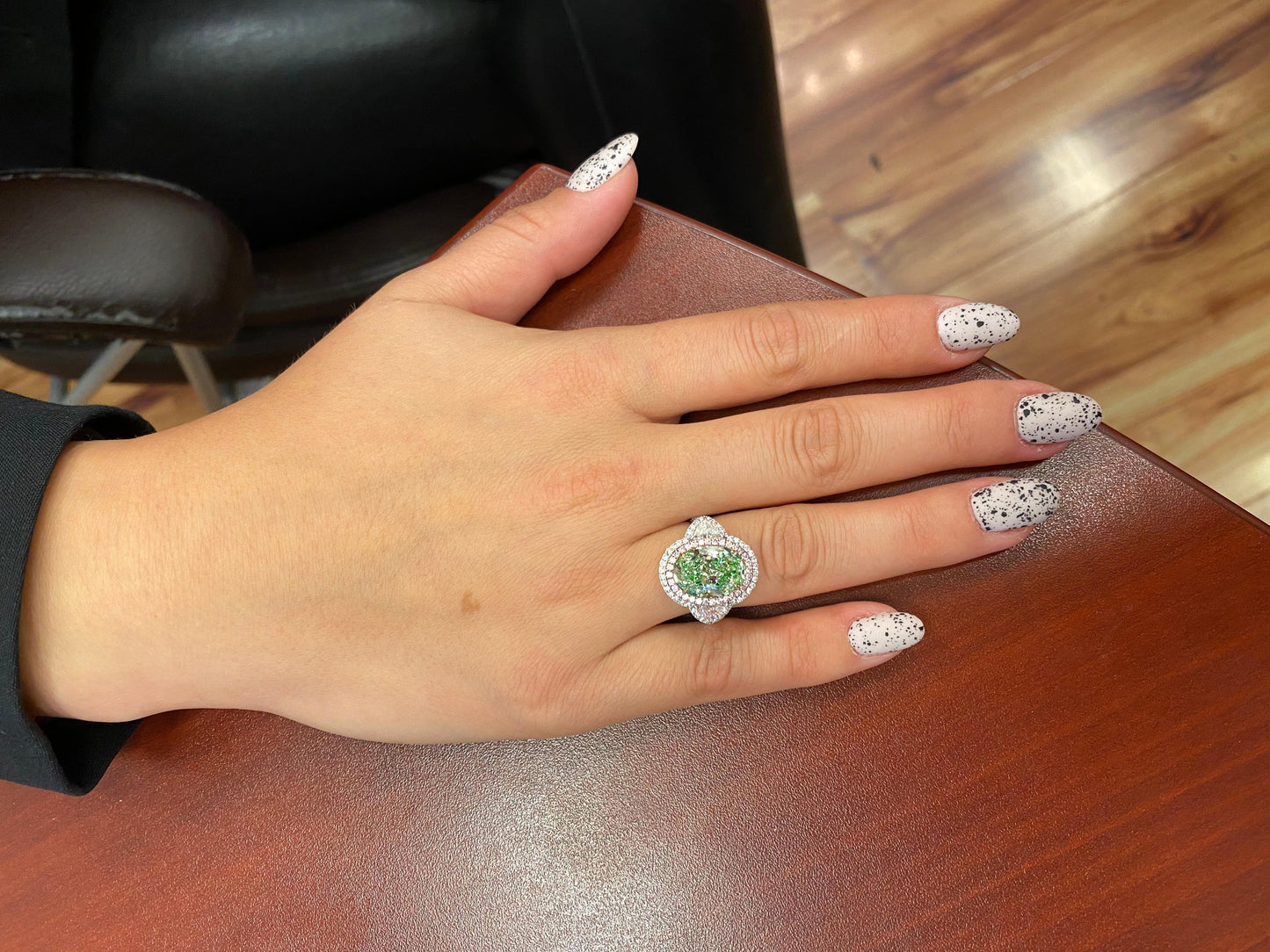 Emilio Jewelry GIA Certified 6.96 Carat Greenish Diamond Ring